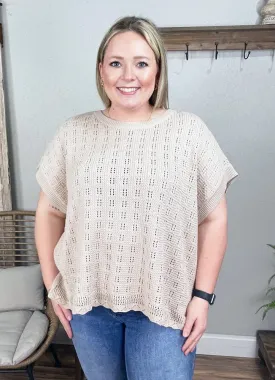 Plus Cotton Sweater Top in Latte by Kori America