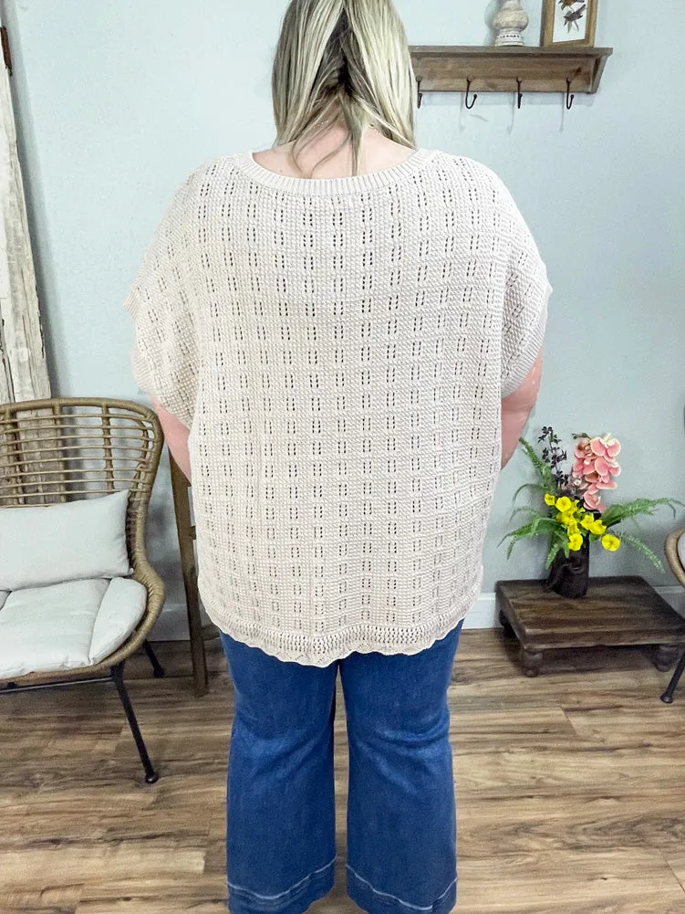 Plus Cotton Sweater Top in Latte by Kori America