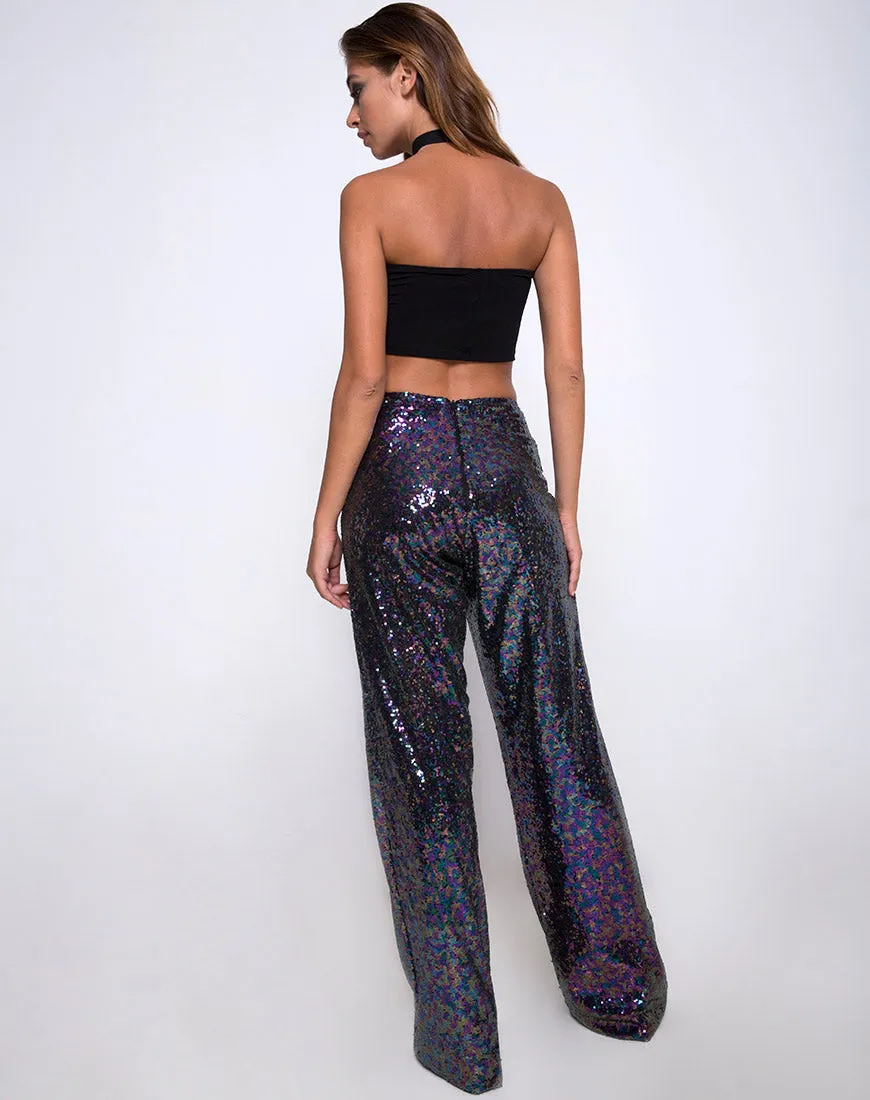 Prague Trouser in Mini Sequin Petrol