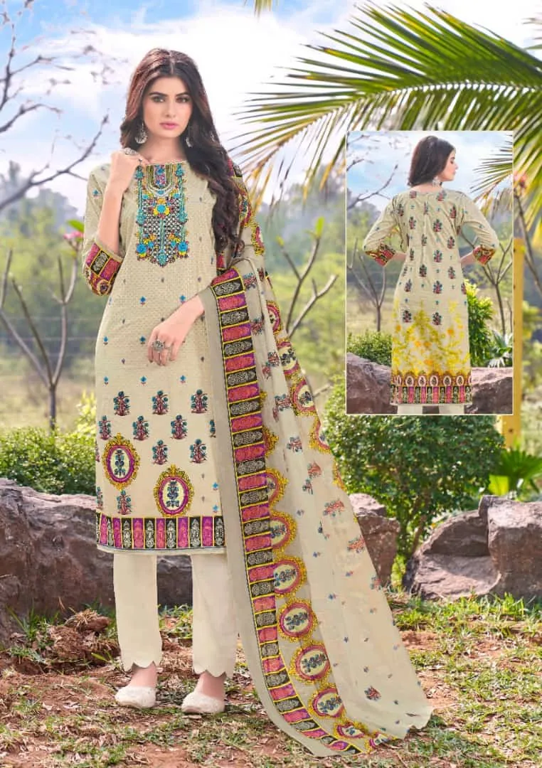 Printed Lawn Cotton Pakistani Dress Material for Women