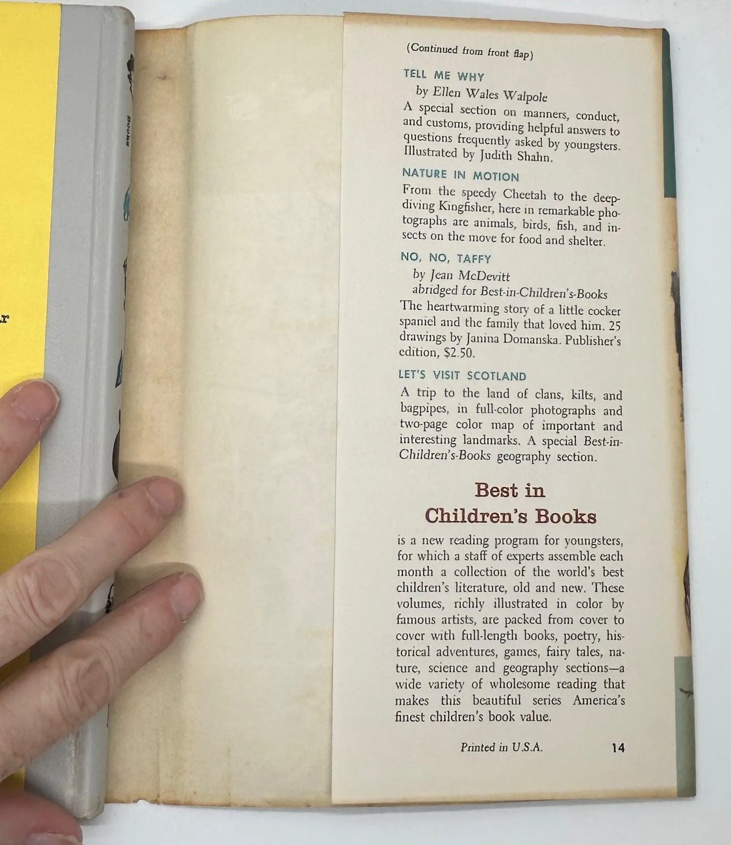 "Best in Children’s Books"Volume 14 (1958)