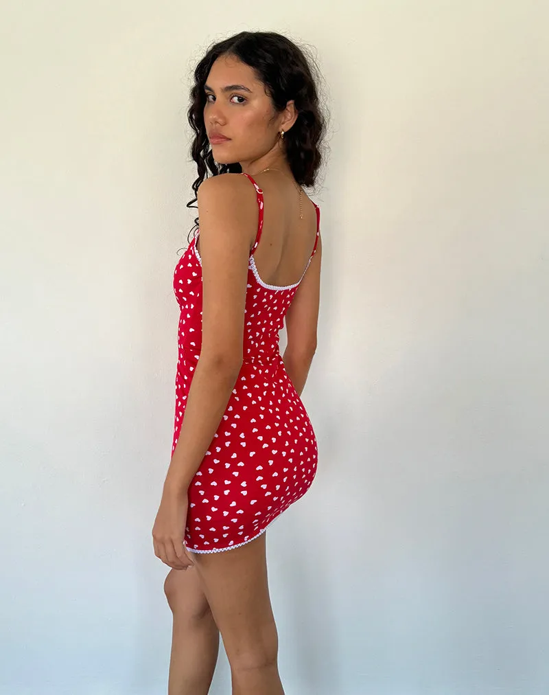 Riniki Bodycon Mini Dress in Heart Red