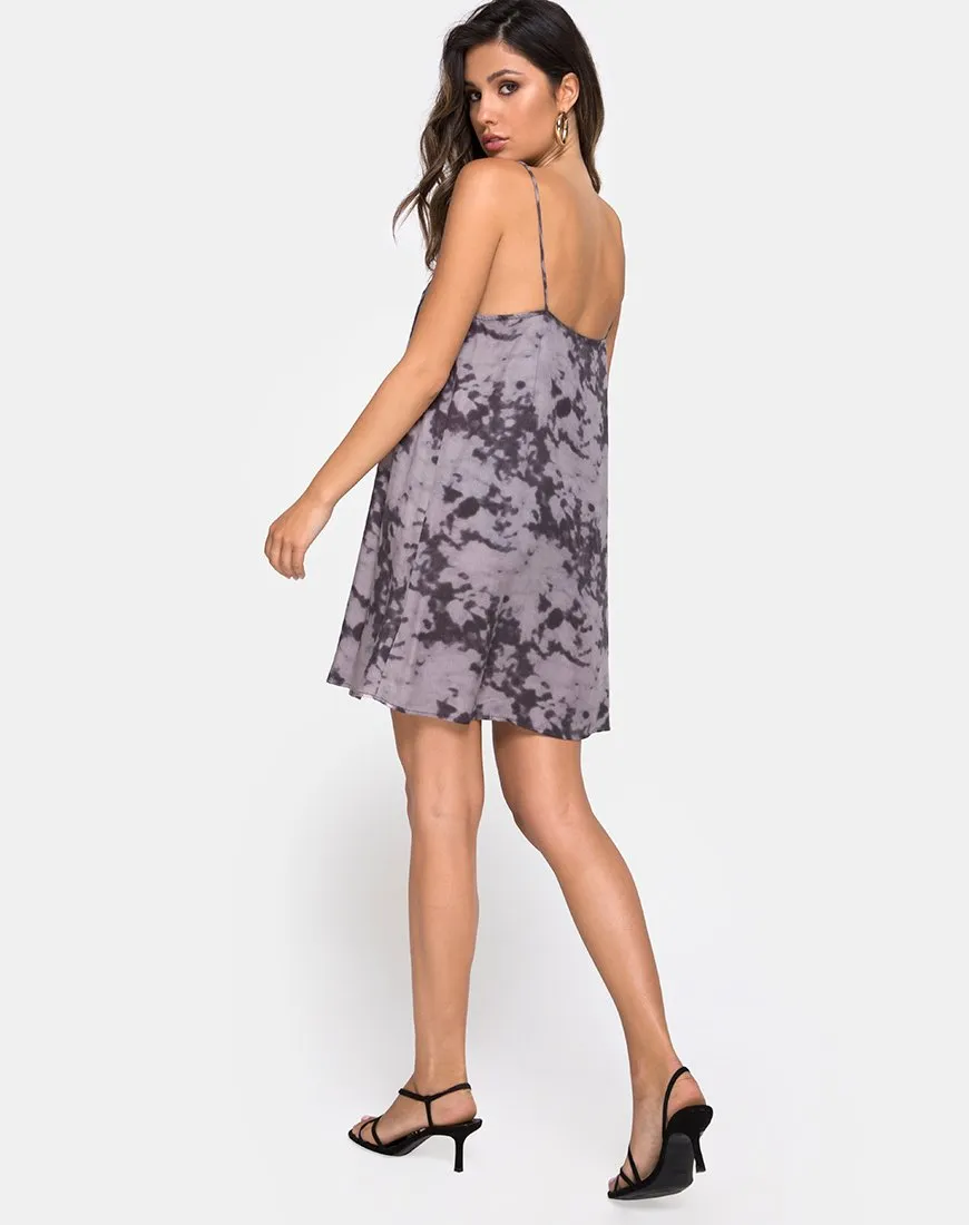 Sanna Slip Dress in Bleached Tie Dye Grey