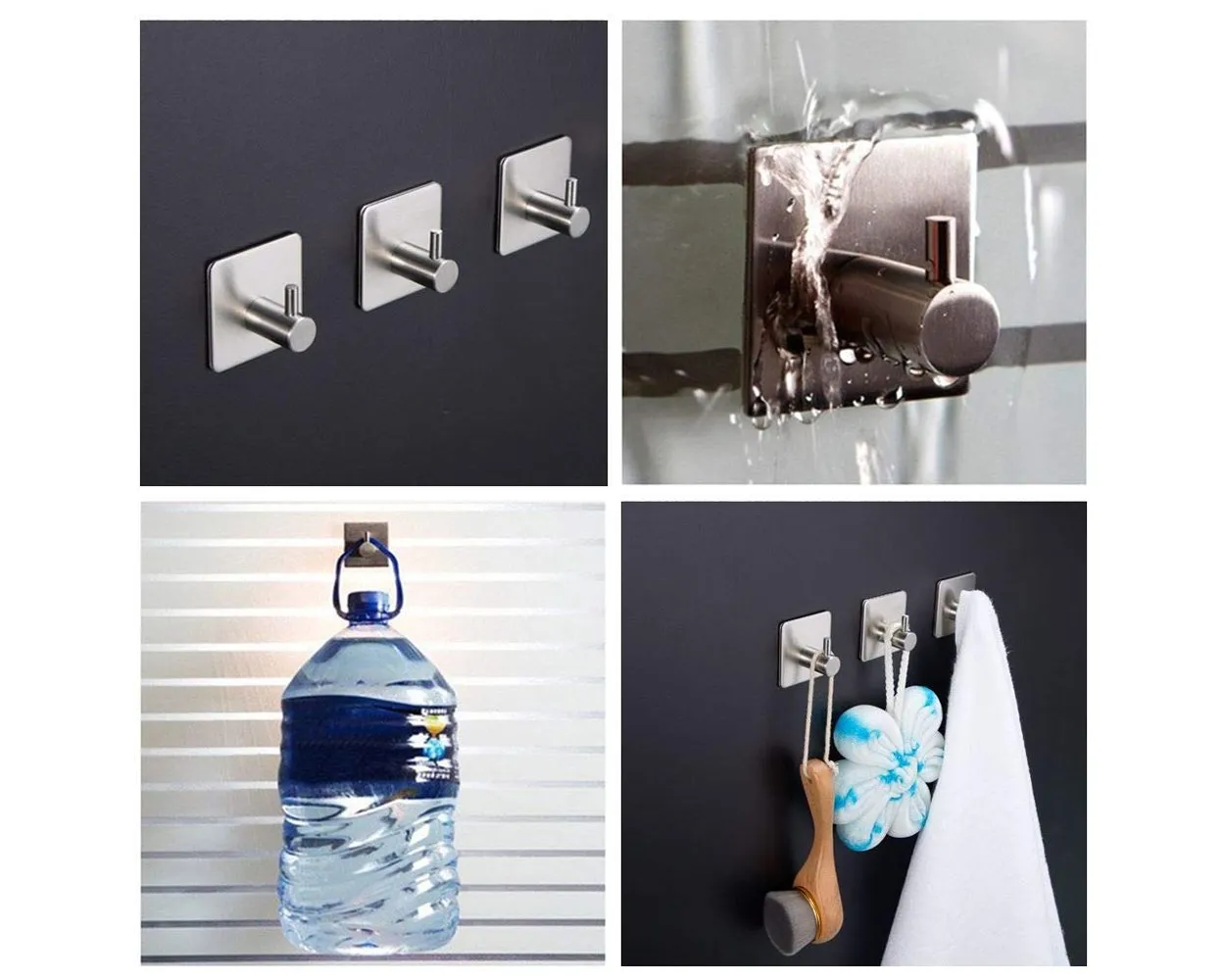 Self Adhesive Hooks 4 Pieces Waterproof Wall Hooks