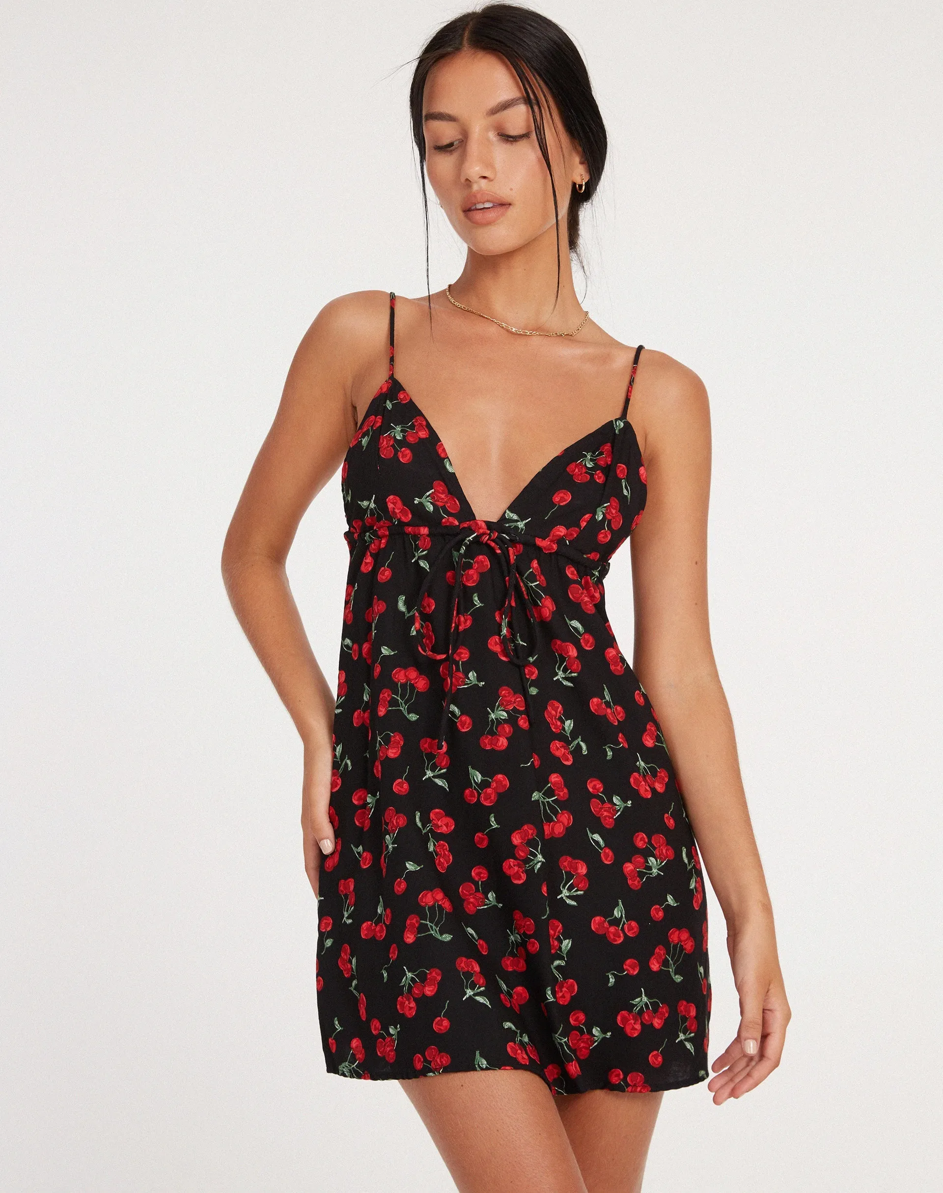 Senora Mini Dress in Cherries Black