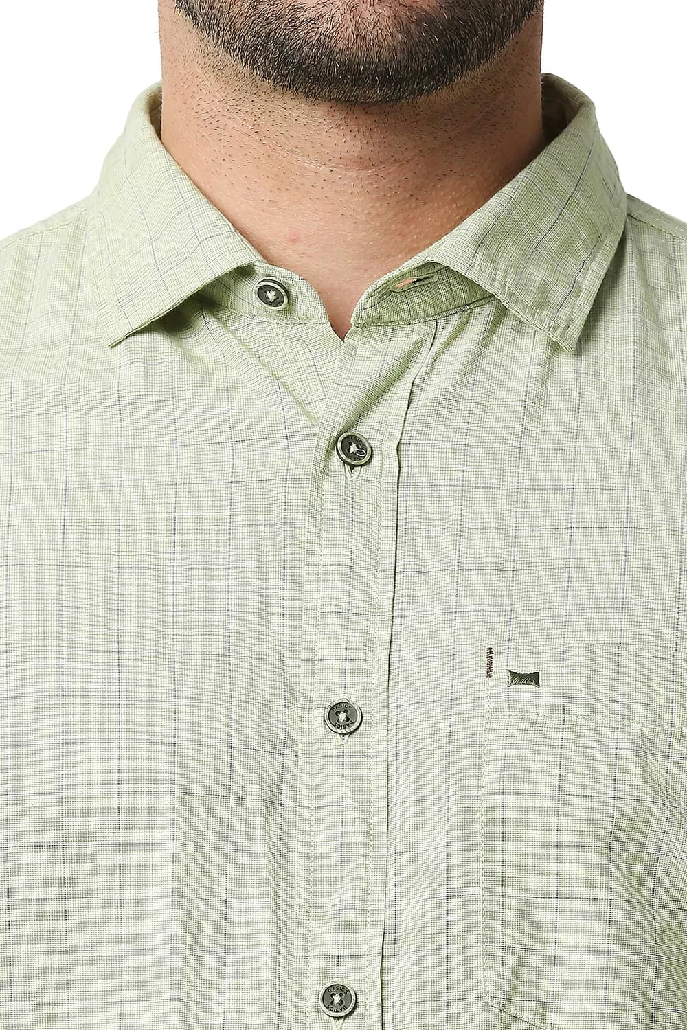 Slim Fit Slub Checks Halfsleeves Shirt