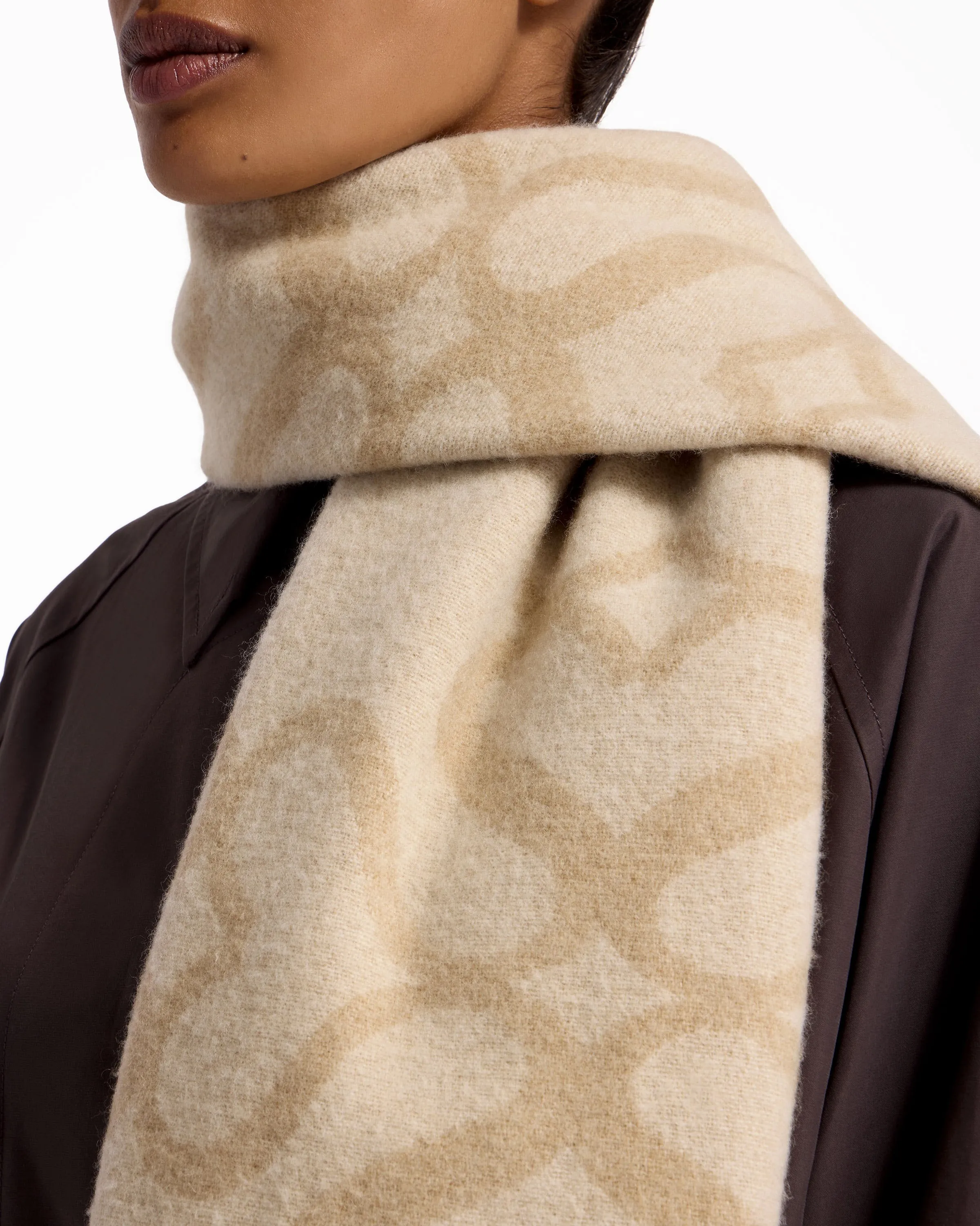 Strathberry Monogram Cashmere Wool Scarf - Latte/Vanilla