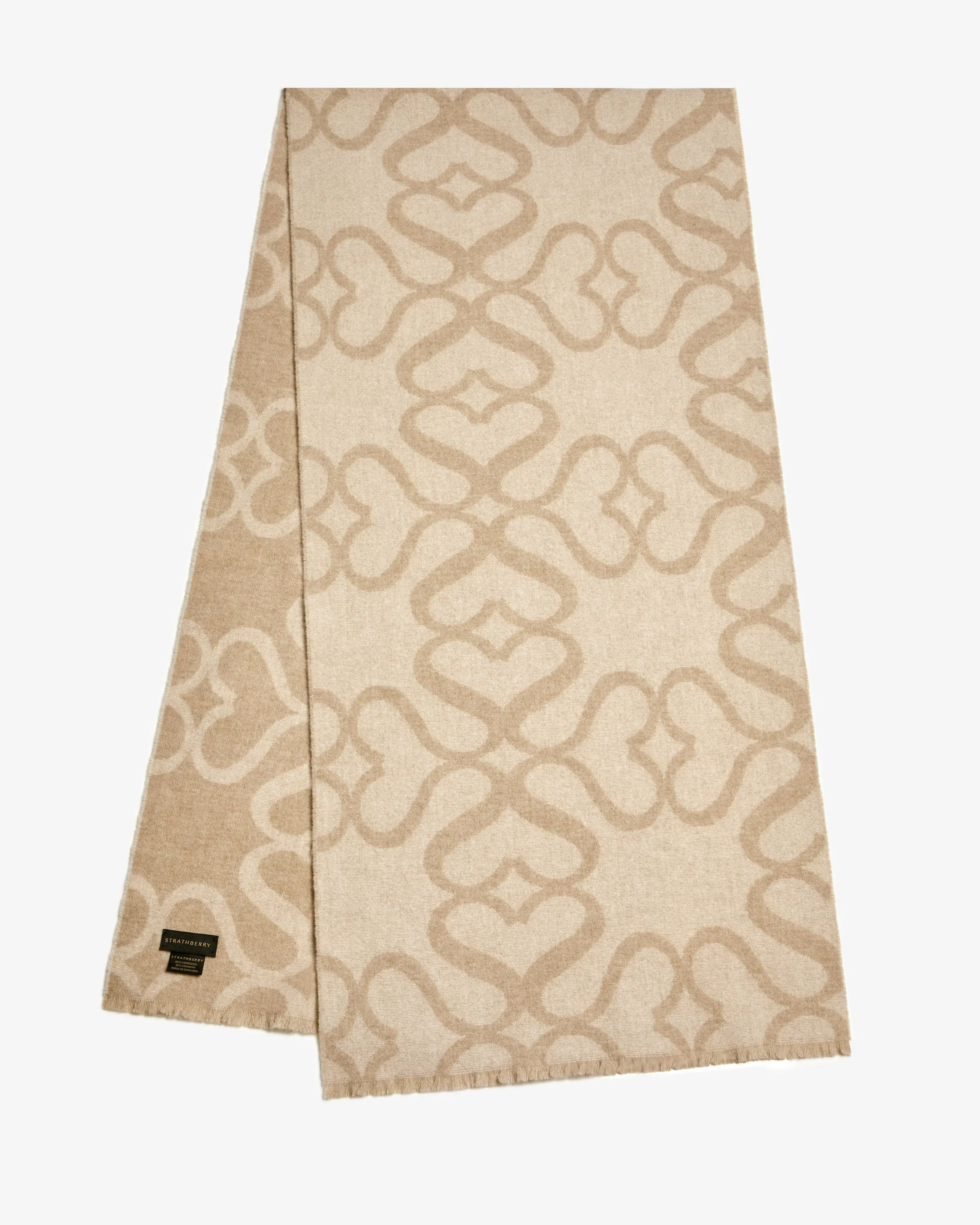 Strathberry Monogram Cashmere Wool Scarf - Latte/Vanilla