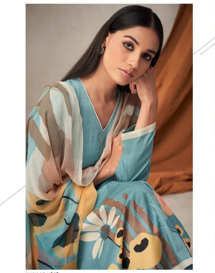 Sudriti Sahiba Blue Unstitched Pure Cotton Suits