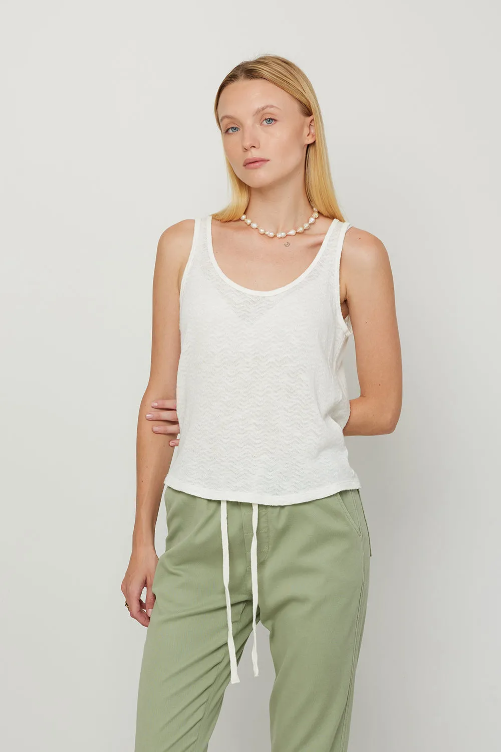 Tank-Top Triangle Pattern White