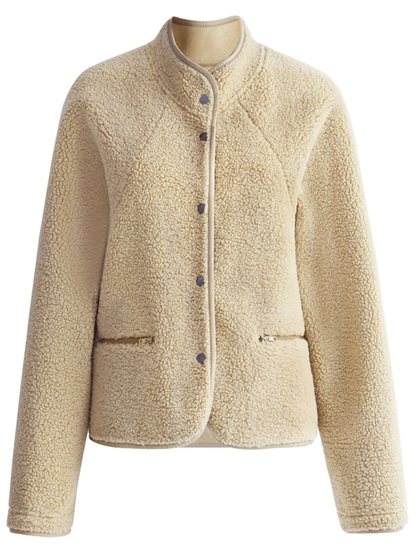 Teddy Letterman Warm Khaki Fleece Jacket