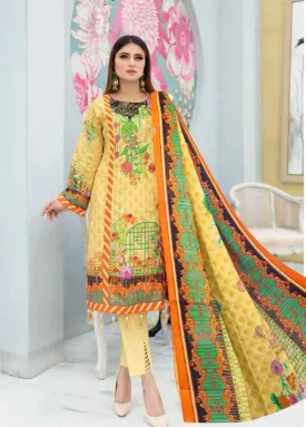 Unstitched Cotton Yellow Salwar Suit Pakistani Dress Material