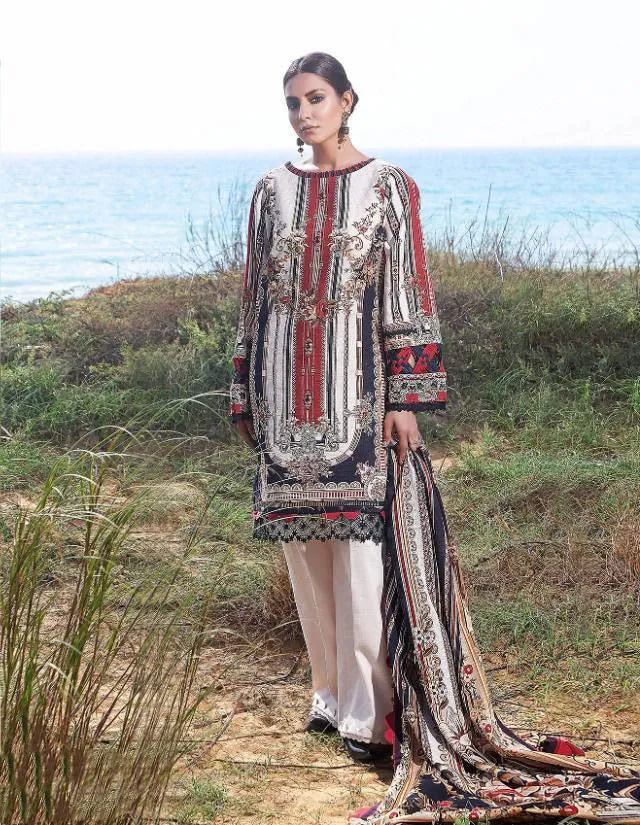 Unstitched Off-white Ayesha Zara Pakistani Style Salwar Suits