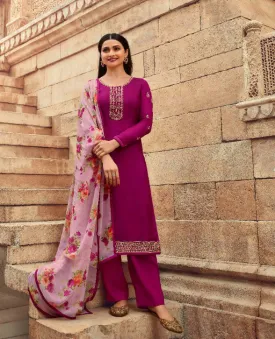 Unstitched Pink Crepe Suits Set With Georgette Dupatta Dress material