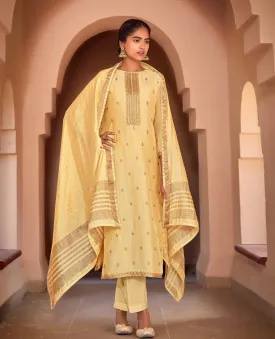 Unstitched Silk Suit With Jacquard Dupatta