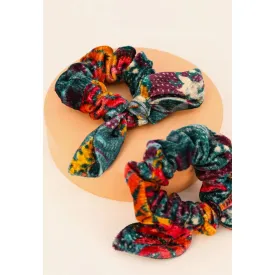 Velvet Forest Foliage Scrunchies - Pack Of 2