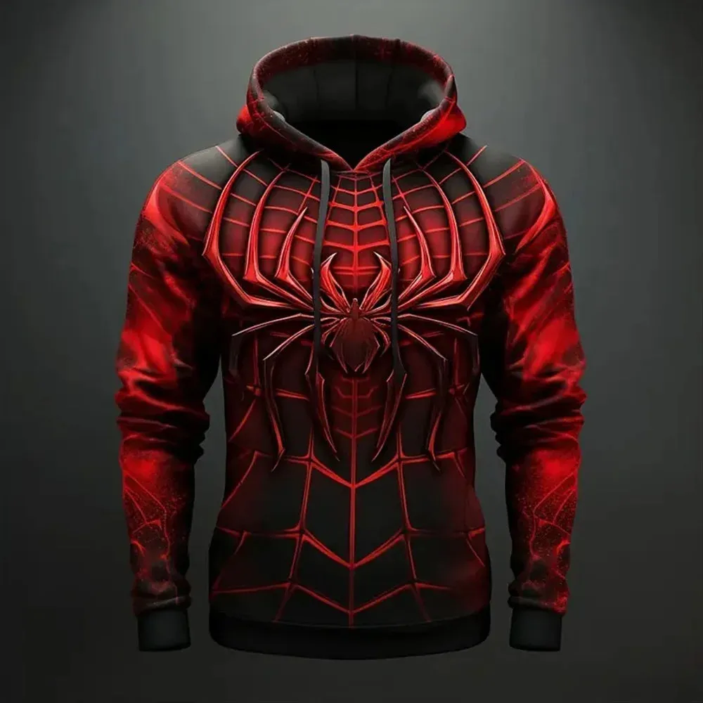 Vintage men's sweatshirt 3D spider print casual hoodie Autumn winter oversized clothing Harajuku super Dalian hoodie jumper