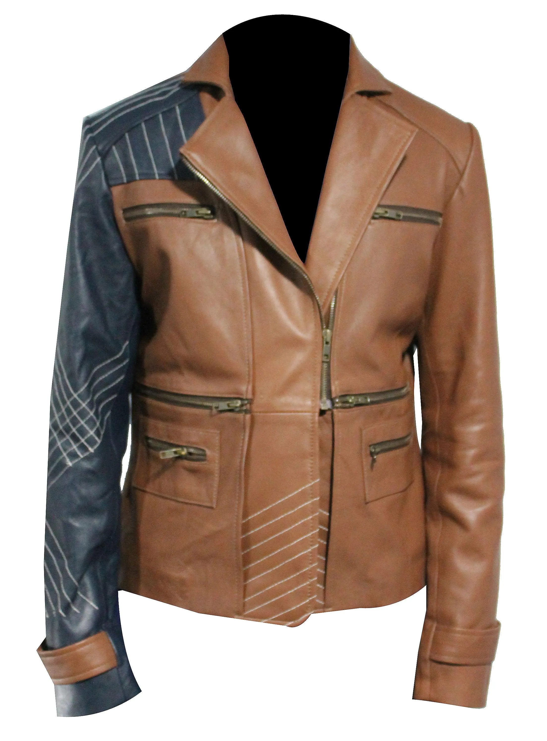 Women Leather Jacket - Brown