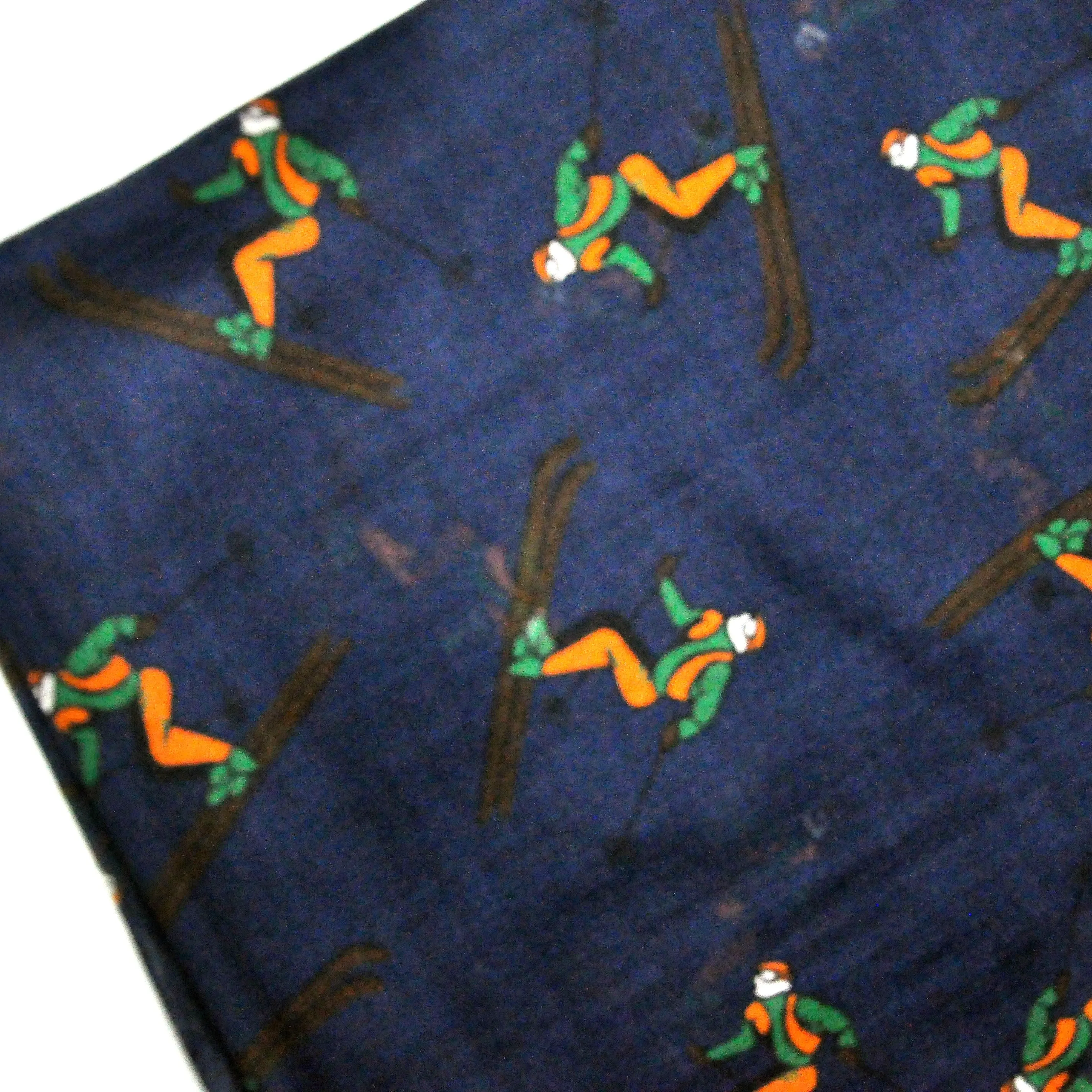 Wool Silk Skier Scarf in Blue & Brown